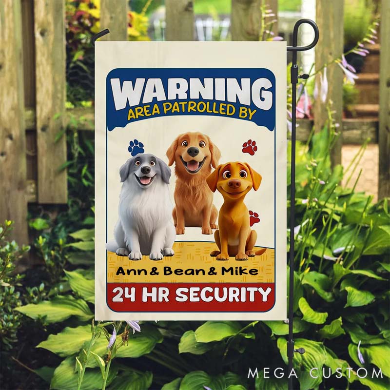 Personalized Dog Lover Area Patrolled by Dogs Garden Flag