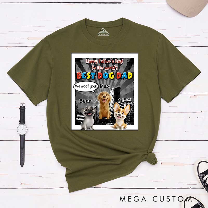 Personalized Dog Lover Art Dog Funny Dad T-Shirt