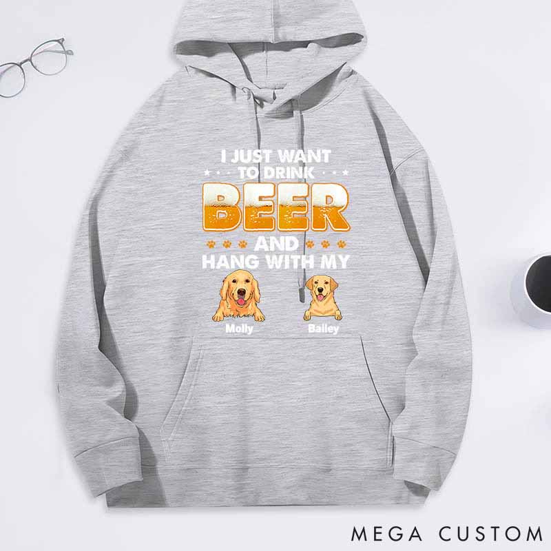 Personalized Dog Lover Beer and Dog Classic Hoodies