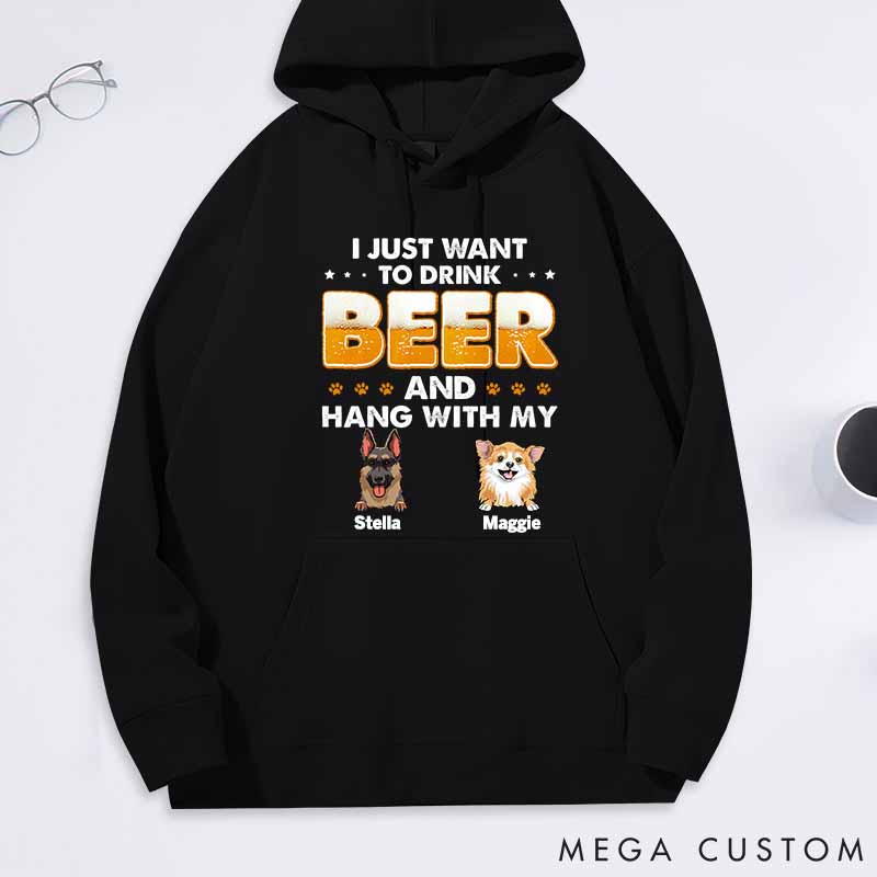 Personalized Dog Lover Beer and Dog Classic Hoodies