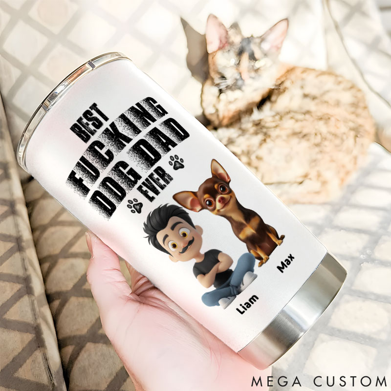 Personalized Dog Lover Best Dad Ever 20oz Tumbler