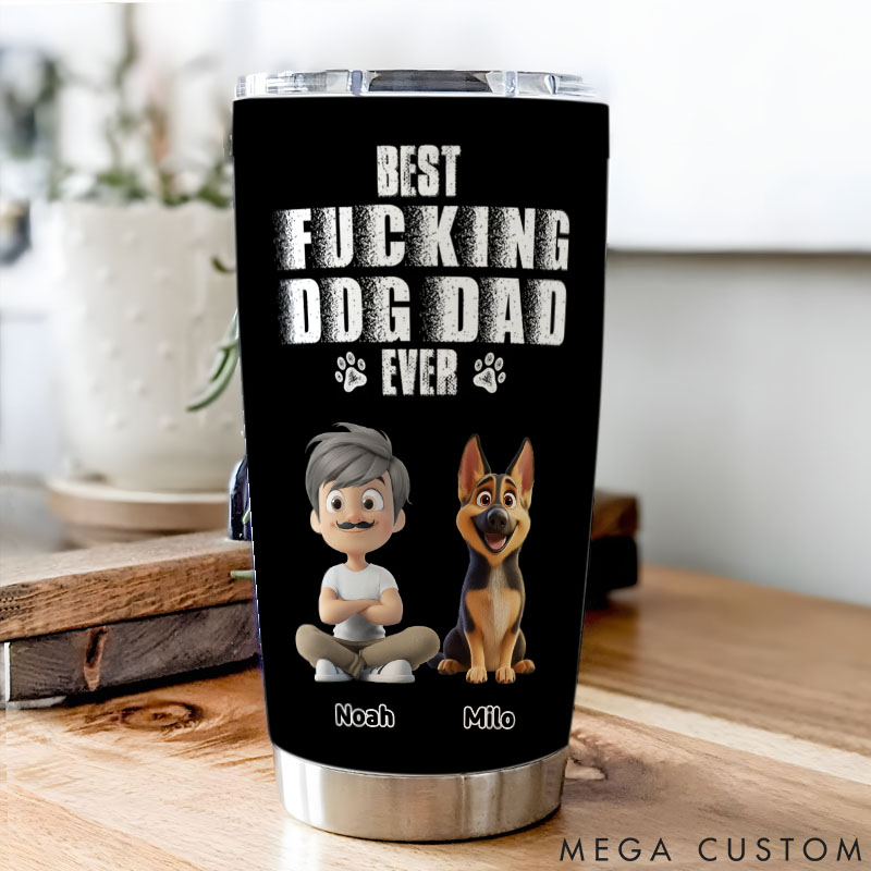 Personalized Dog Lover Best Dad Ever 20oz Tumbler