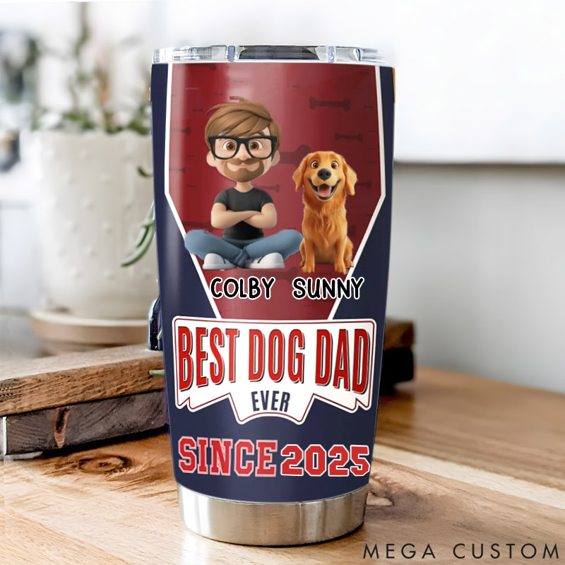 Personalized Dog Lover Best Dog Dad Since 20oz Tumbler