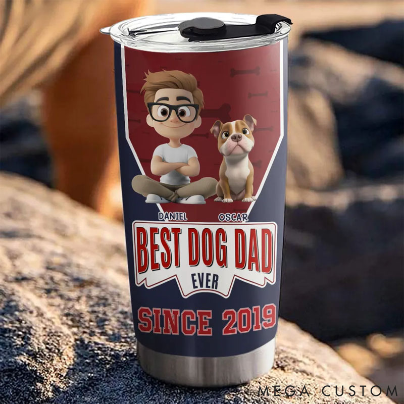 Personalized Dog Lover Best Dog Dad Since 20oz Tumbler