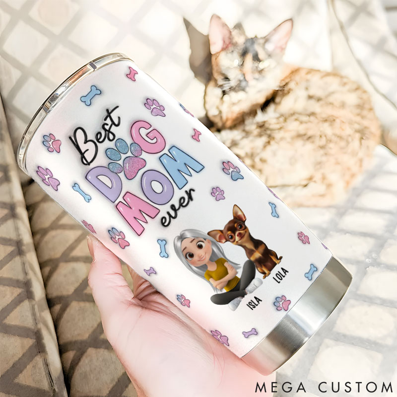 Personalized Dog Lover Best Dog Mom 20oz Tumbler