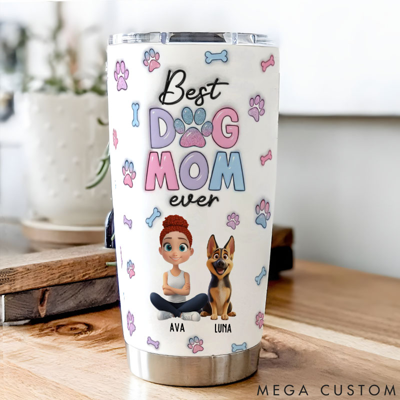 Personalized Dog Lover Best Dog Mom 20oz Tumbler