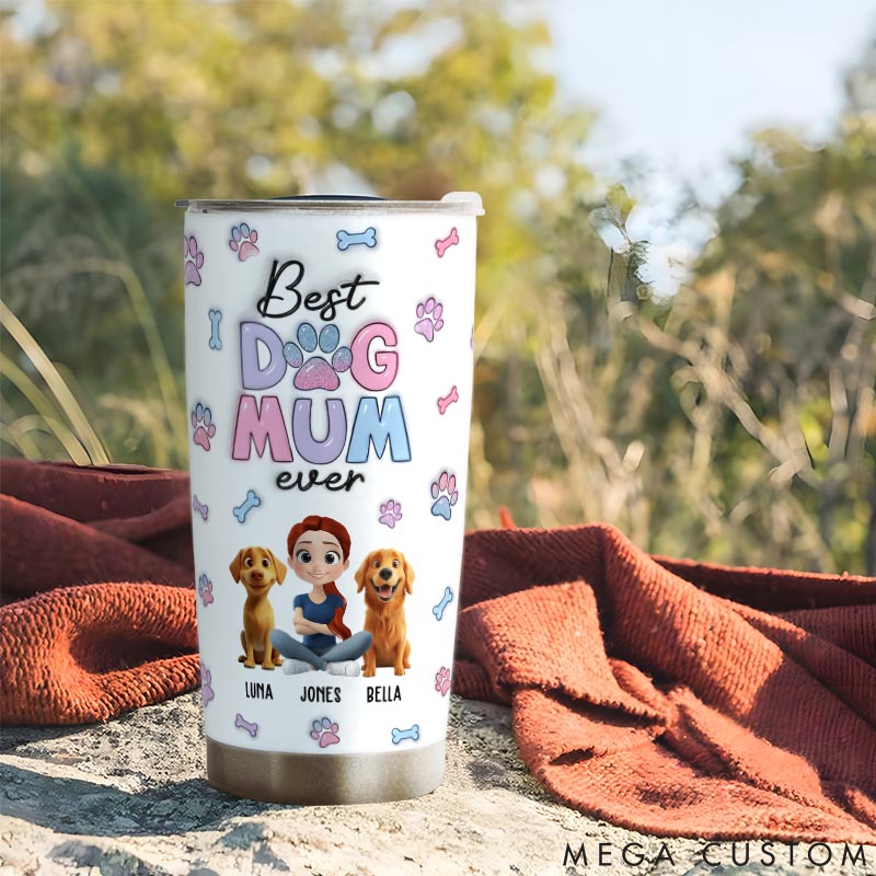 Personalized Dog Lover Best Dog Mom 20oz Tumbler