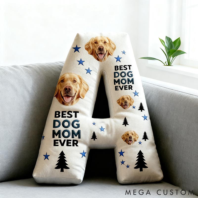 Personalized Dog Lover Best Dog Mom Letter Pillow with Custom Name Pillow Graphic 3D Print