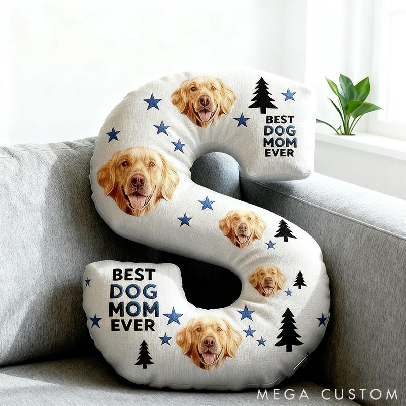 Personalized Dog Lover Best Dog Mom Letter Pillow with Custom Name Pillow Graphic 3D Print
