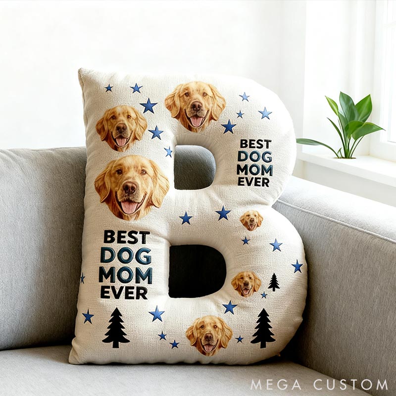 Personalized Dog Lover Best Dog Mom Letter Pillow with Custom Name Pillow Graphic 3D Print