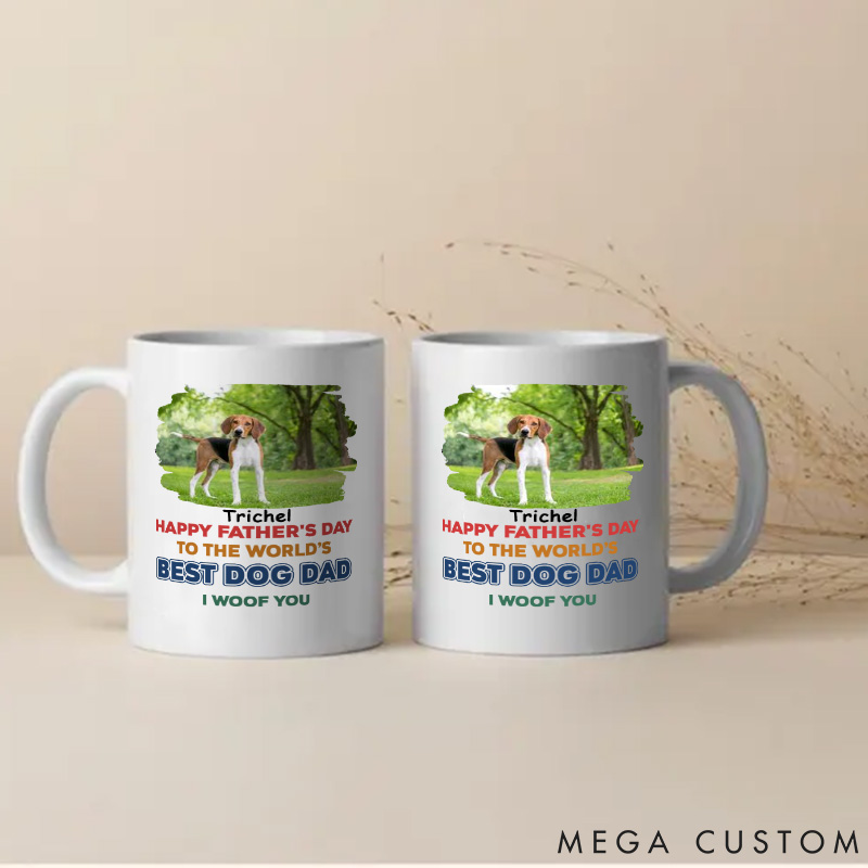 Personalized Dog Lover Best in the World Dad Version Photo Mugs