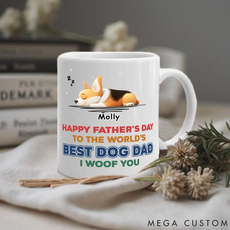 Personalized Dog Lover Best in the World Happy Father's Day Mugs