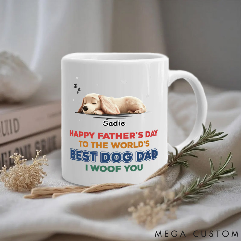 Personalized Dog Lover Best in the World Happy Father's Day Mugs