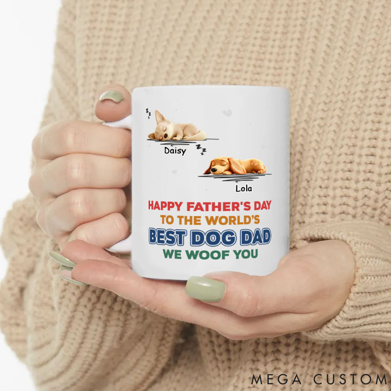 Personalized Dog Lover Best in the World Happy Father's Day Mugs