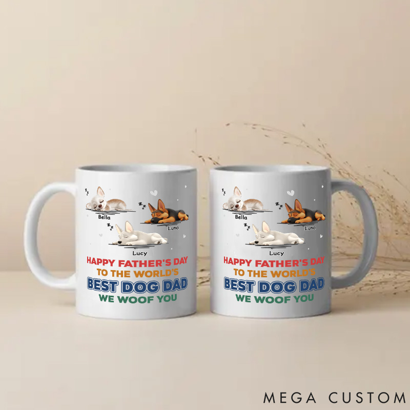 Personalized Dog Lover Best in the World Happy Father's Day Mugs