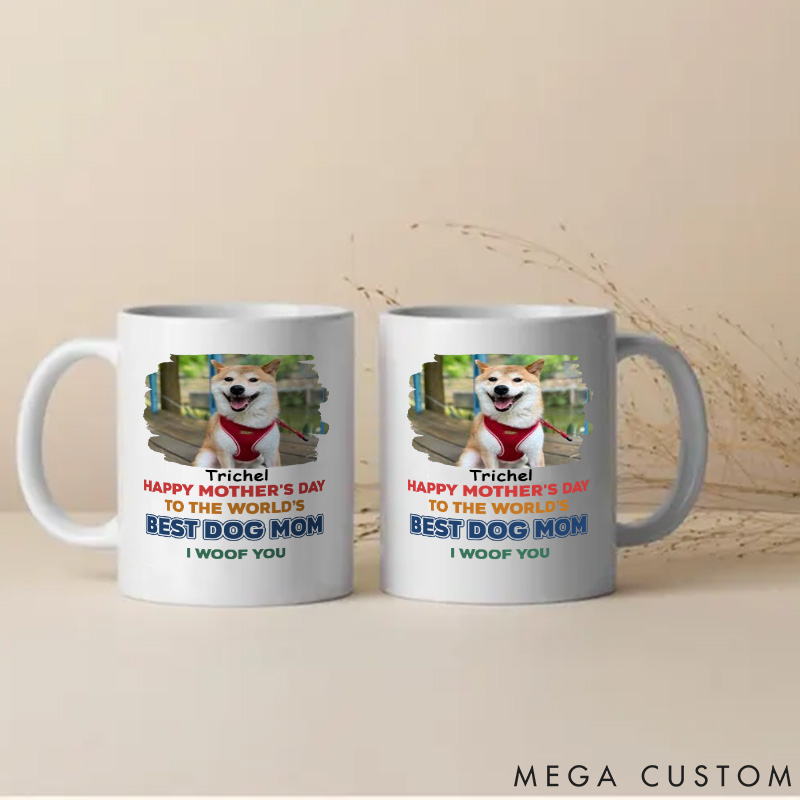 Personalized Dog Lover Best in the World Mom Version Photo Mugs