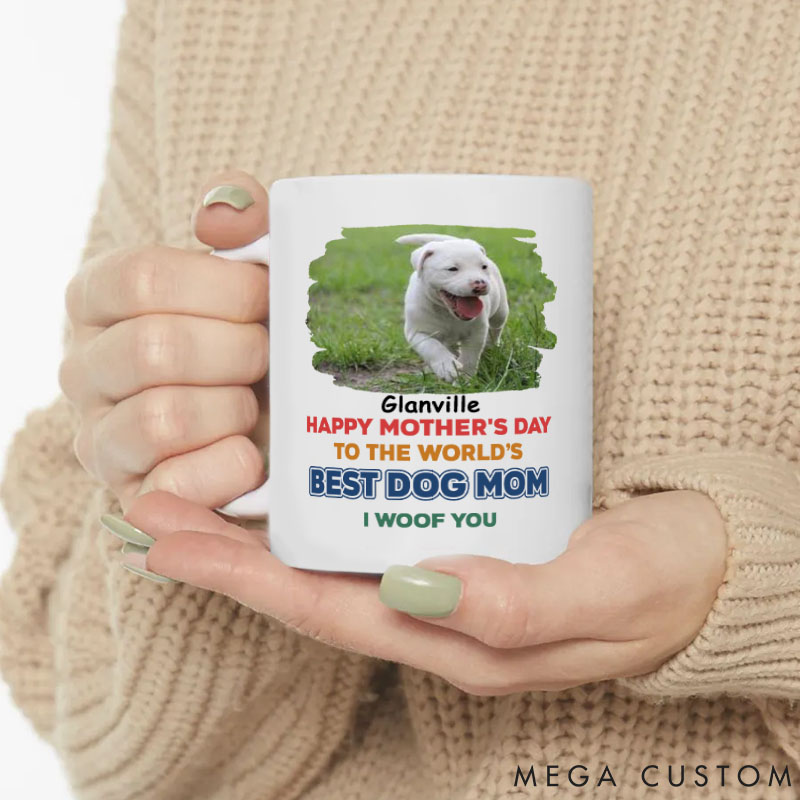 Personalized Dog Lover Best in the World Mom Version Photo Mugs