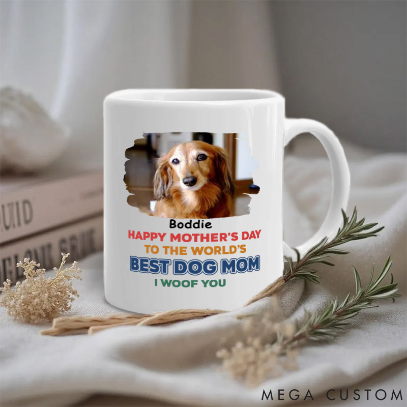Personalized Dog Lover Best in the World Mom Version Photo Mugs