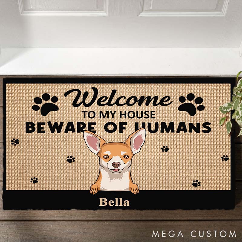 Personalized Dog Lover Beware of Human Doormat