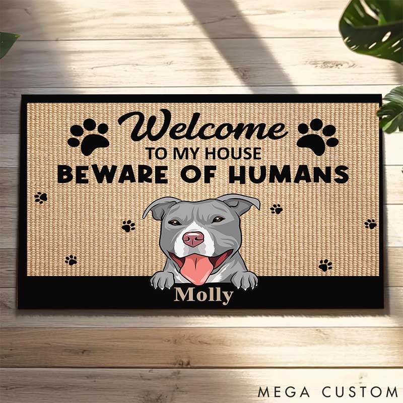 Personalized Dog Lover Beware of Human Doormat