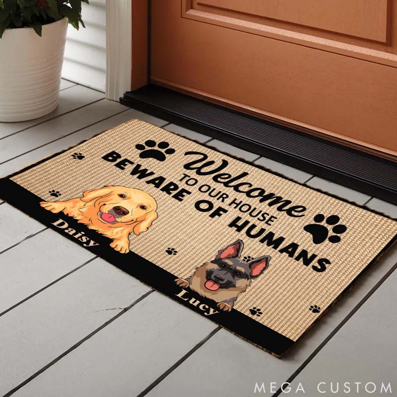 Personalized Dog Lover Beware of Human Doormat
