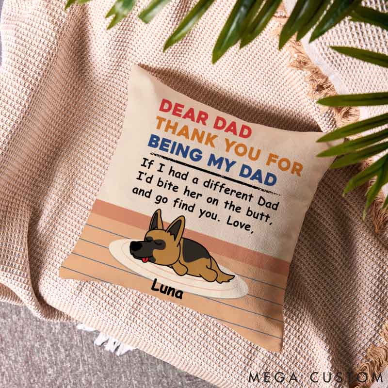 Personalized Dog Lover Bite The Butt Dog Dad Throw Pillows