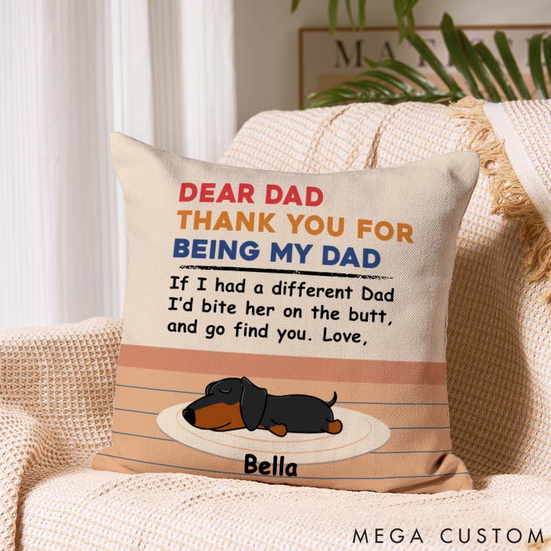 Personalized Dog Lover Bite The Butt Dog Dad Throw Pillows