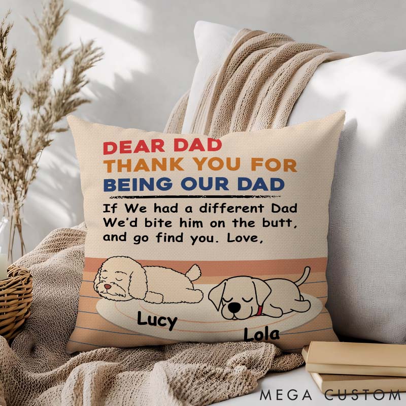 Personalized Dog Lover Bite The Butt Dog Dad Throw Pillows