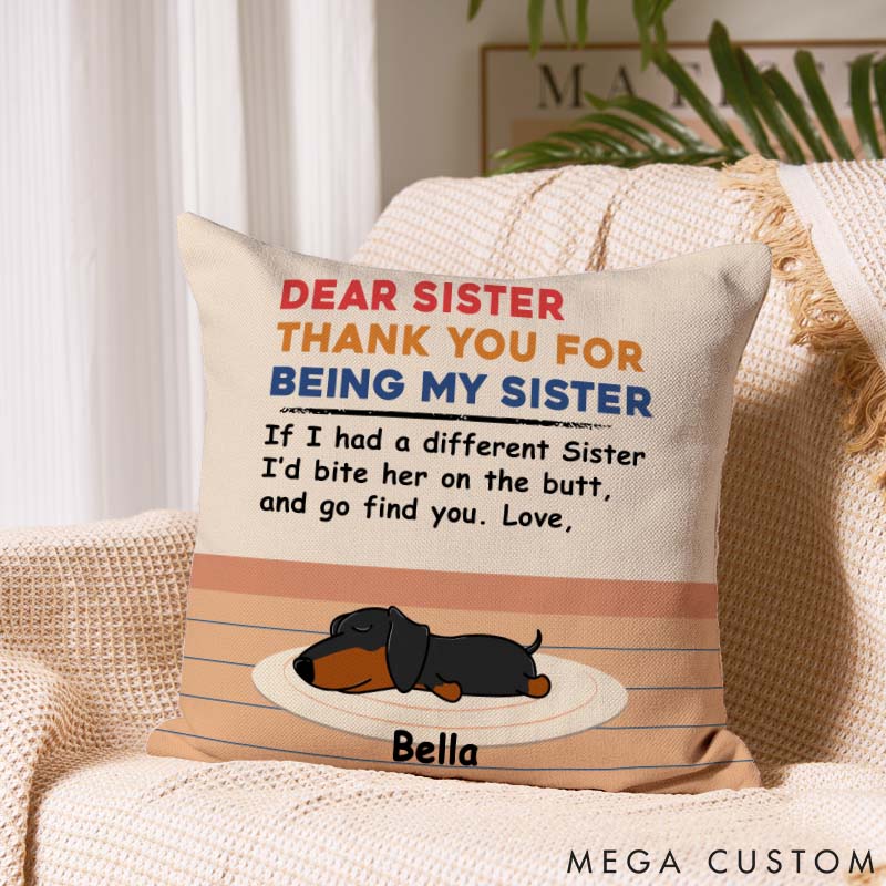 Personalized Dog Lover Bite The Butt Dog Mom Throw Pillows