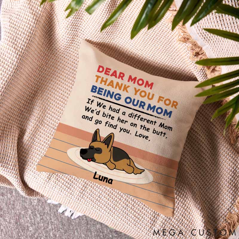 Personalized Dog Lover Bite The Butt Dog Mom Throw Pillows