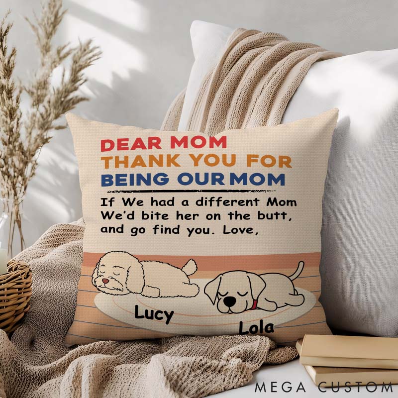 Personalized Dog Lover Bite The Butt Dog Mom Throw Pillows