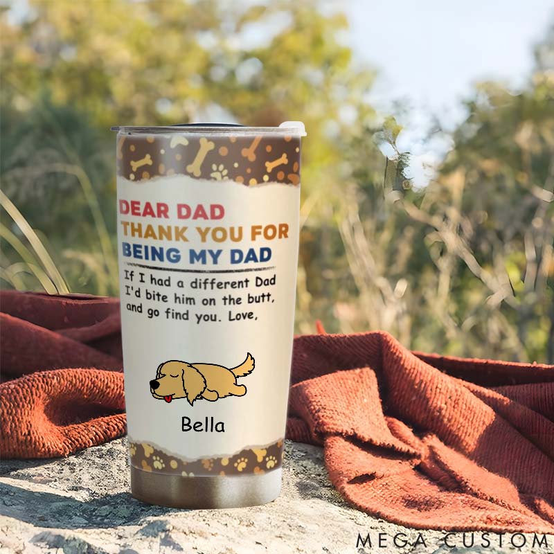 Personalized Dog Lover Bite the Butt Dog Dad 20oz Tumbler