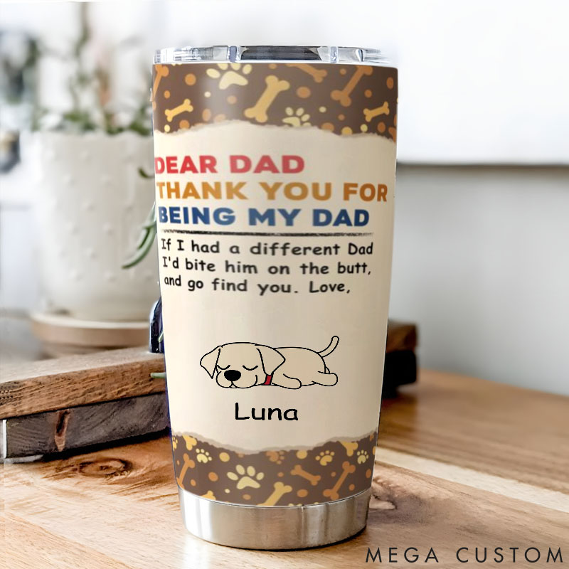 Personalized Dog Lover Bite the Butt Dog Dad 20oz Tumbler