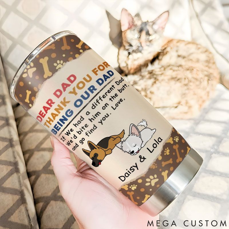 Personalized Dog Lover Bite the Butt Dog Dad 20oz Tumbler