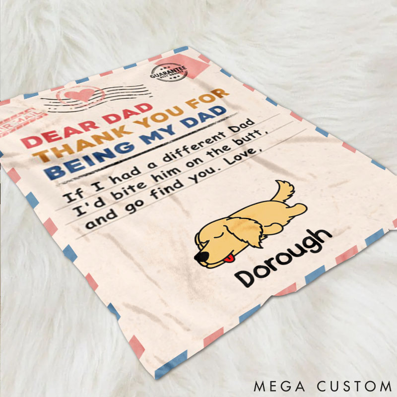 Personalized Dog Lover Bite the Butt Dog Dad Throw Blanket