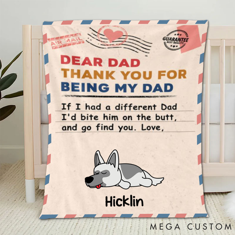 Personalized Dog Lover Bite the Butt Dog Dad Throw Blanket