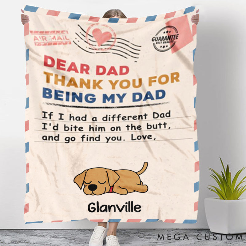 Personalized Dog Lover Bite the Butt Dog Dad Throw Blanket