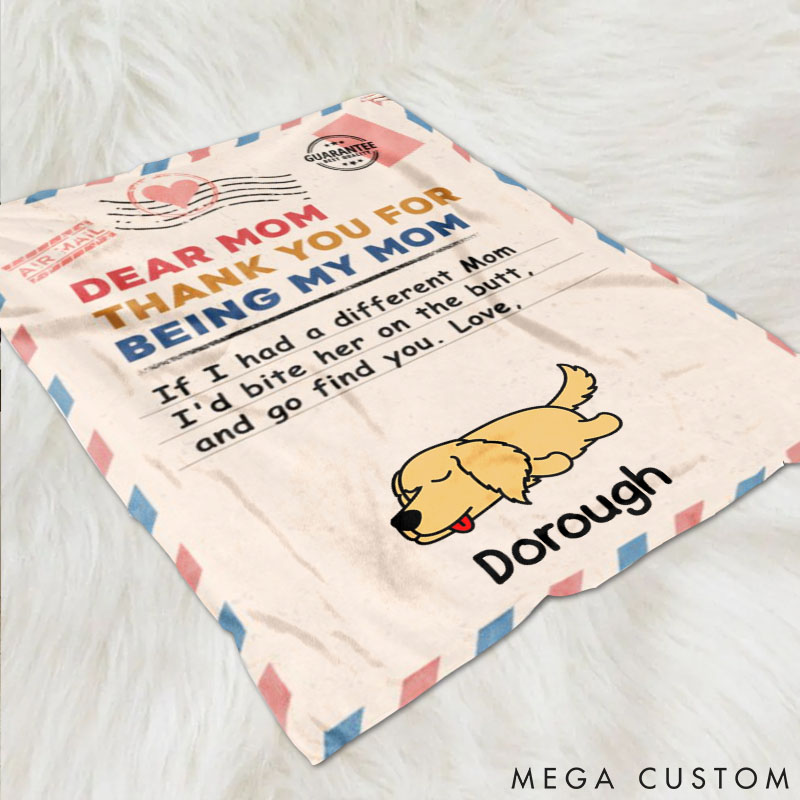 Personalized Dog Lover Bite the Butt Dog Mom Throw Blanket