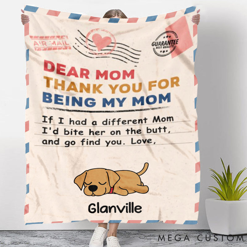 Personalized Dog Lover Bite the Butt Dog Mom Throw Blanket