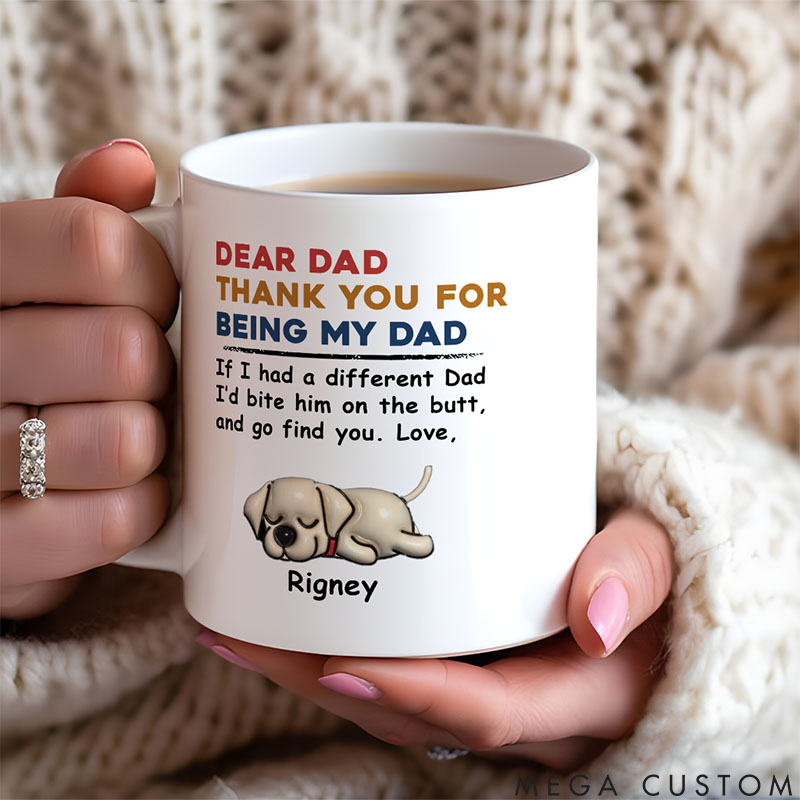 Personalized Dog Lover Bite the Butt Man Version Mugs