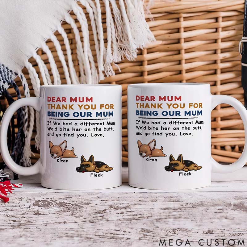 Personalized Dog Lover Bite the Butt Woman Version Mugs