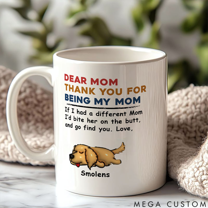 Personalized Dog Lover Bite the Butt Woman Version Mugs
