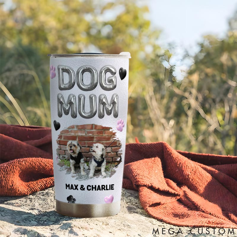 Personalized Dog Lover Bubble Dog Mom Photo 20oz Tumbler