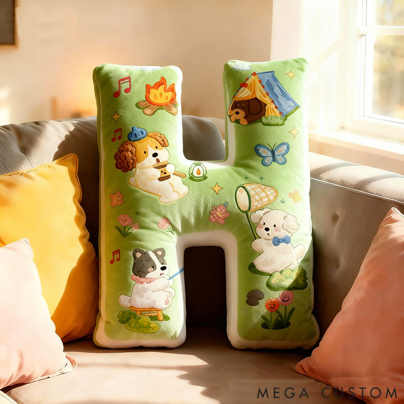 Personalized Dog Lover Camping Fishing Letter Pillow Graphic 3D Print