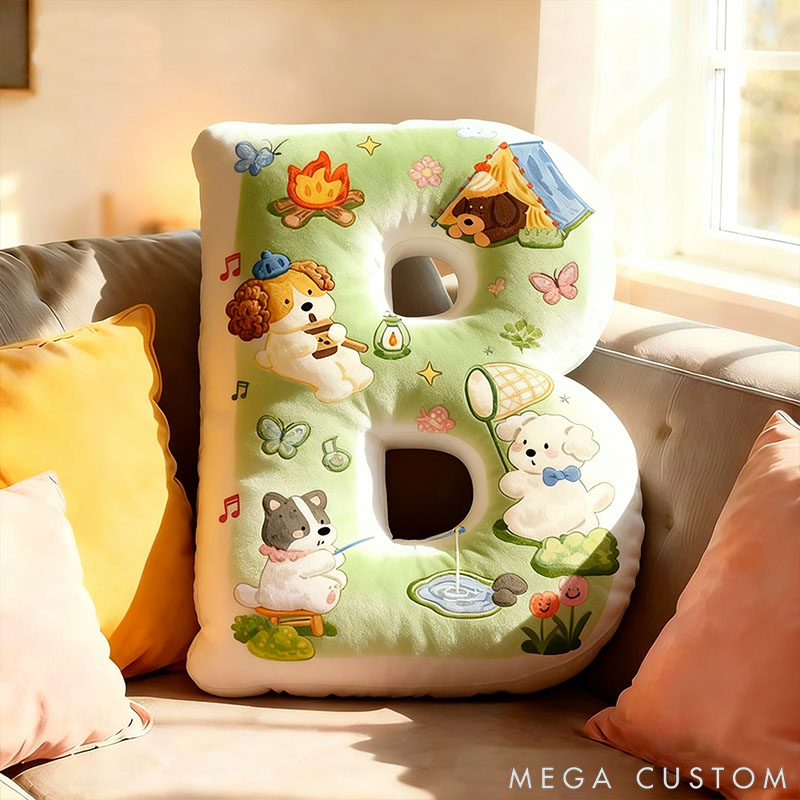 Personalized Dog Lover Camping Fishing Letter Pillow Graphic 3D Print