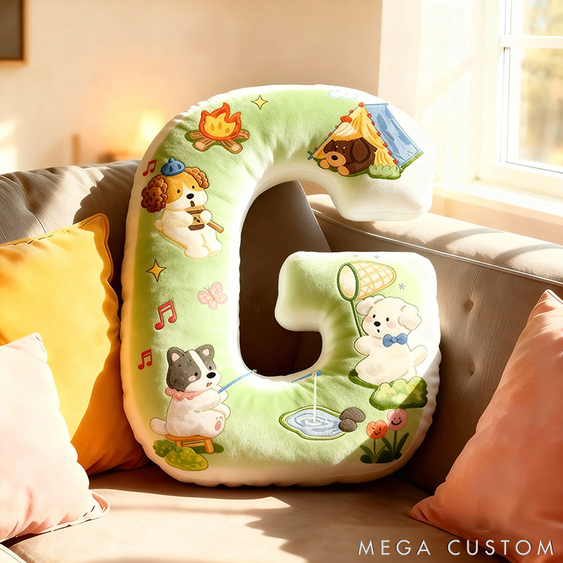 Personalized Dog Lover Camping Fishing Letter Pillow Graphic 3D Print