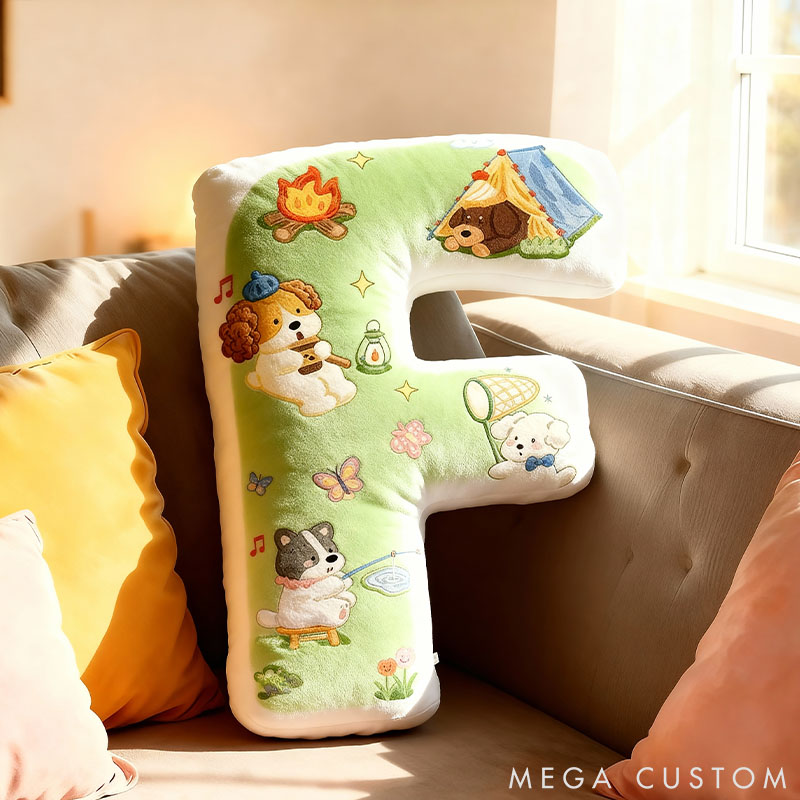 Personalized Dog Lover Camping Fishing Letter Pillow Graphic 3D Print