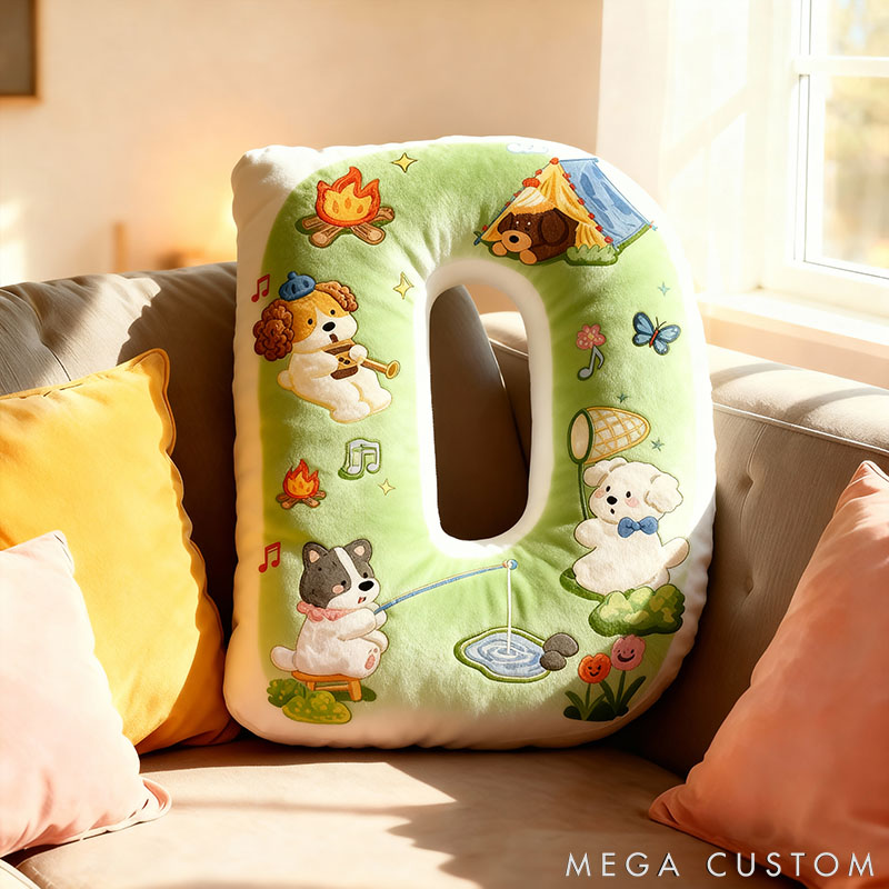 Personalized Dog Lover Camping Fishing Letter Pillow Graphic 3D Print