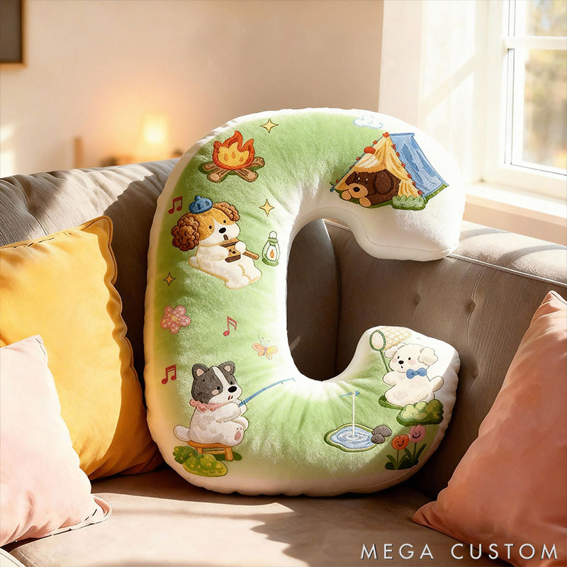 Personalized Dog Lover Camping Fishing Letter Pillow Graphic 3D Print