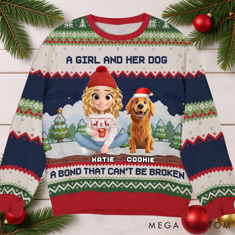 Personalized Dog Lover Can Not be Broken Christmas Ugly Sweatshirt